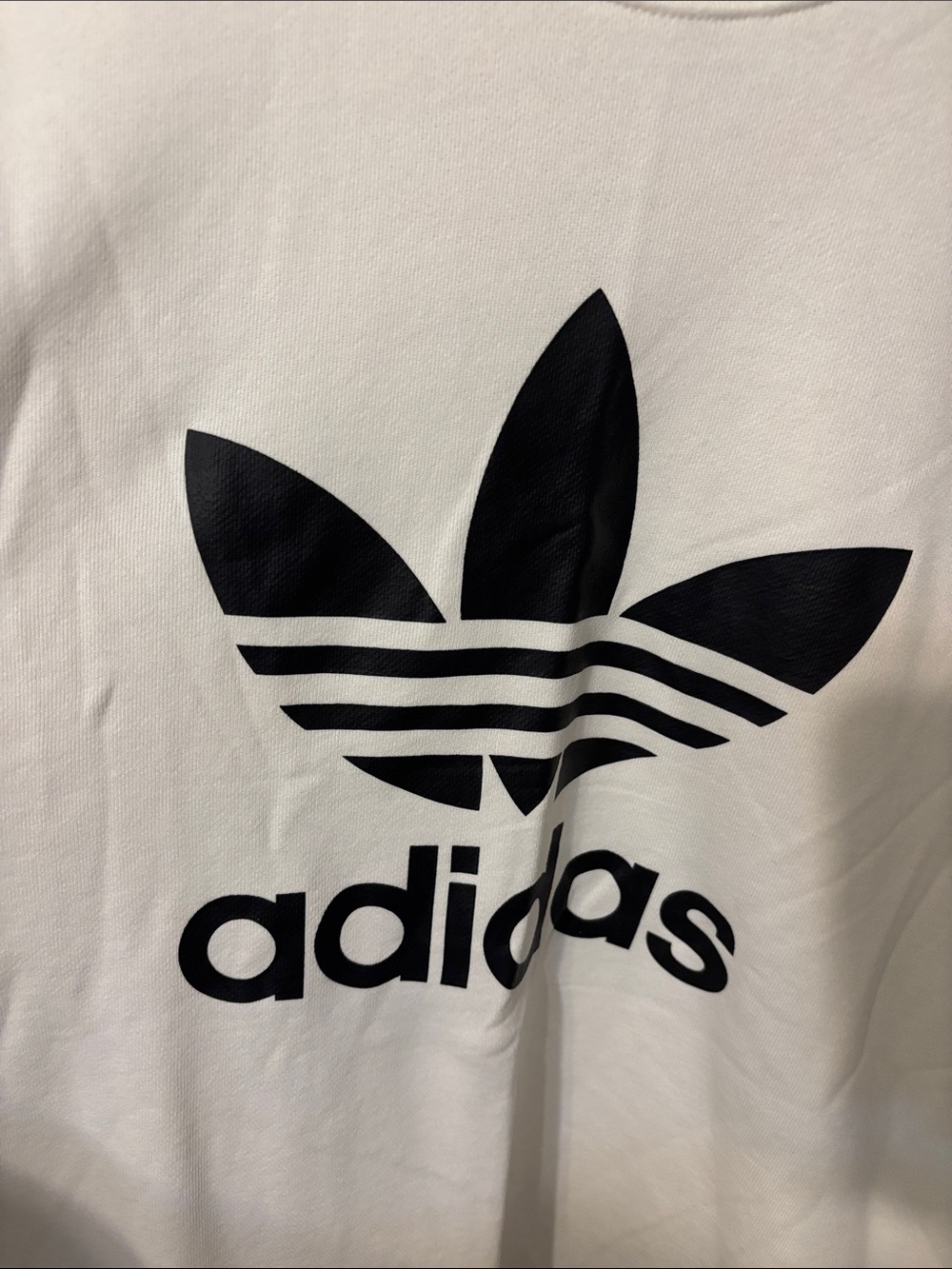 adidas Off-White Crewneck Sweatshirt with Black Trefoil - Picture 3 of 10